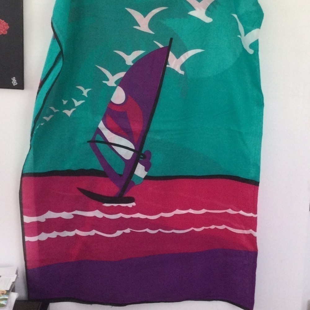 Neiman Marcus Wrap & tie cover up size 59”x45”. Multi color.            #24